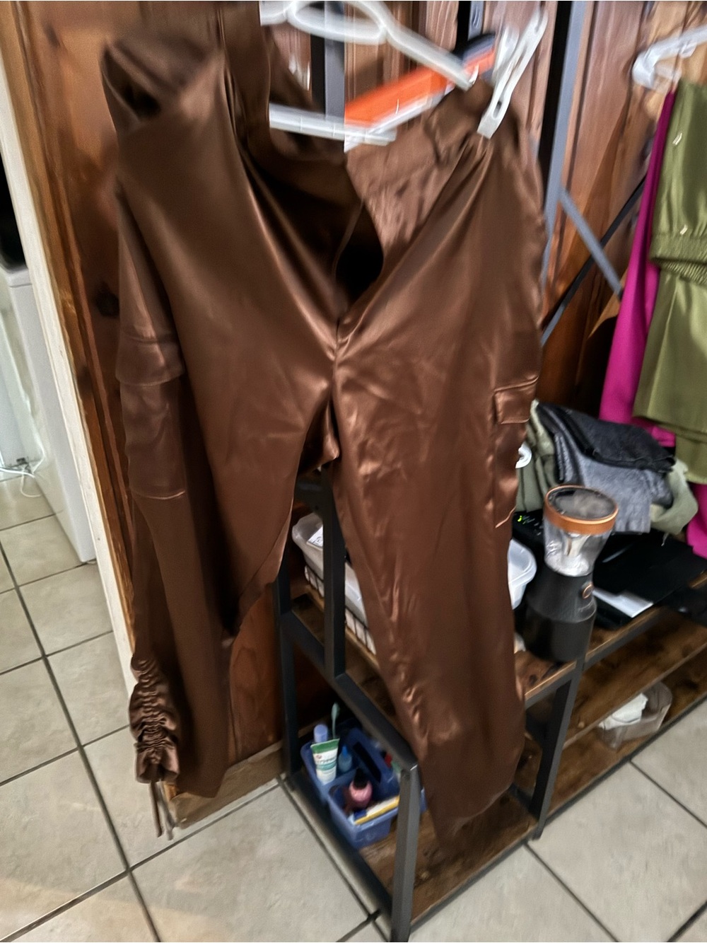 Women's Chocolate Satin Jacket - Elegant Brown Finish